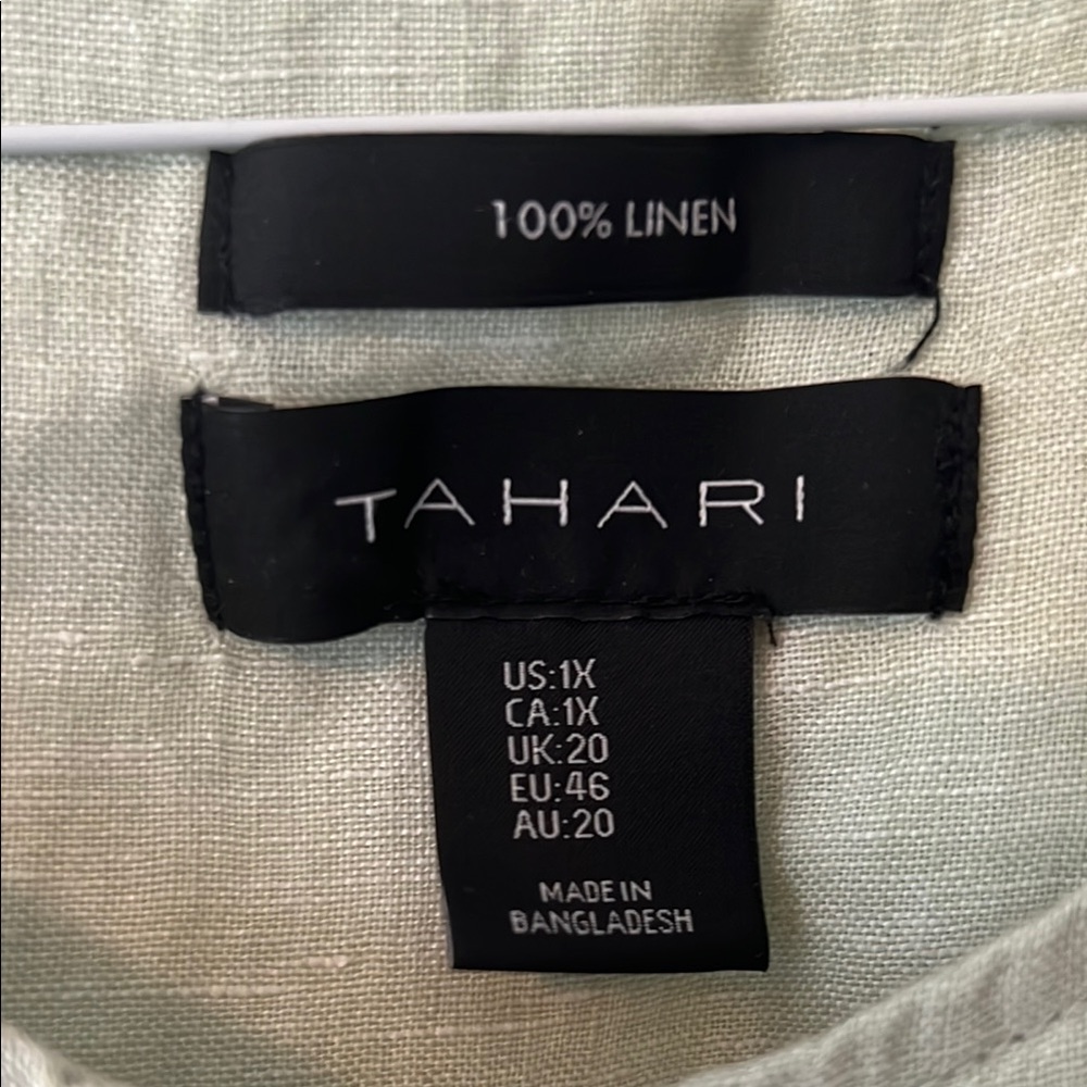 Tahari Light Green Button-Up Tunic - Picture 2 of 5